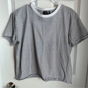 Topshop Relaxed Fit Striped Crop Top Tee